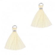 Ibiza style Tassel 1.5cm Silver - almond oil white